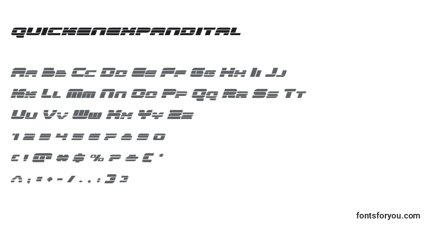 Czcionka Quickenexpandital (137795) – alfabet, cyfry, specjalne znaki