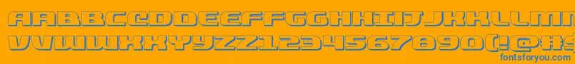 quickening3d-Schriftart – Blaue Schriften auf orangefarbenem Hintergrund