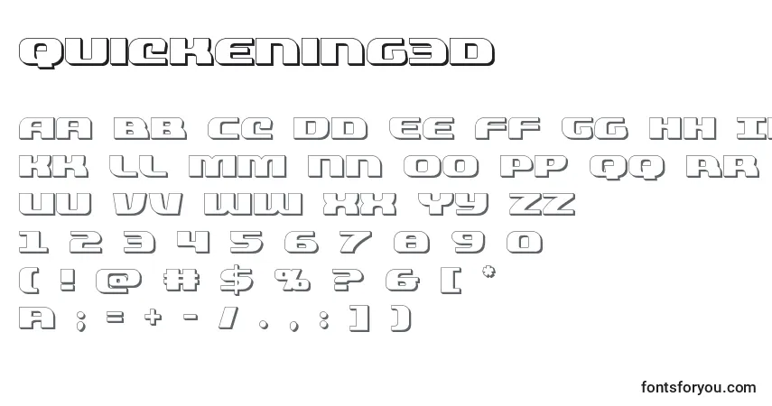 A fonte Quickening3d (137799) – alfabeto, números, caracteres especiais