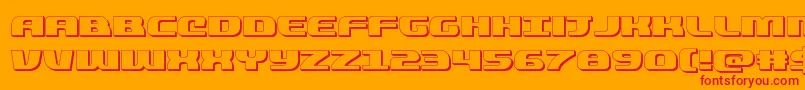 quickening3d-Schriftart – Rote Schriften auf orangefarbenem Hintergrund