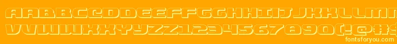 quickening3d-Schriftart – Gelbe Schriften auf orangefarbenem Hintergrund