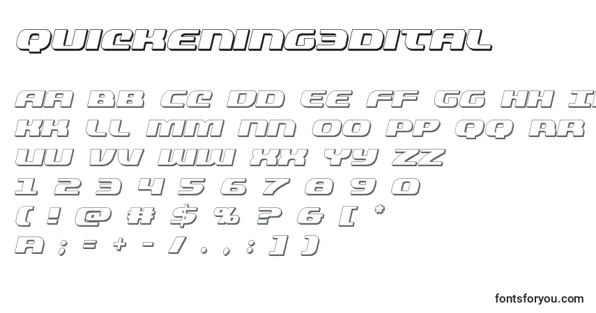 Шрифт Quickening3dital (137801) – алфавит, цифры, специальные символы