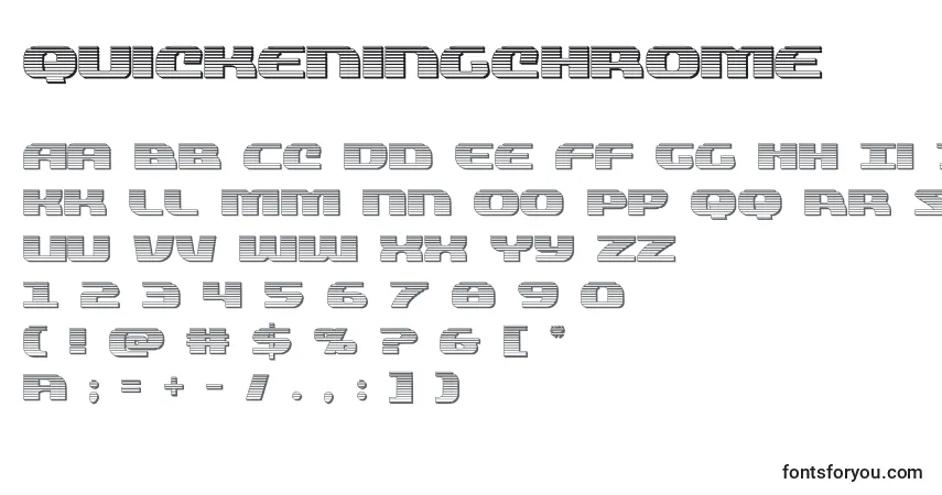 A fonte Quickeningchrome (137802) – alfabeto, números, caracteres especiais