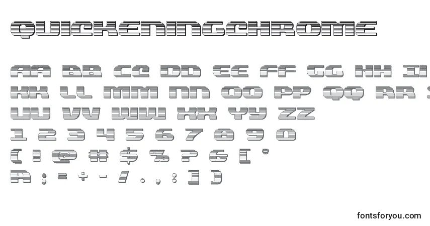Schriftart Quickeningchrome (137803) – Alphabet, Zahlen, spezielle Symbole