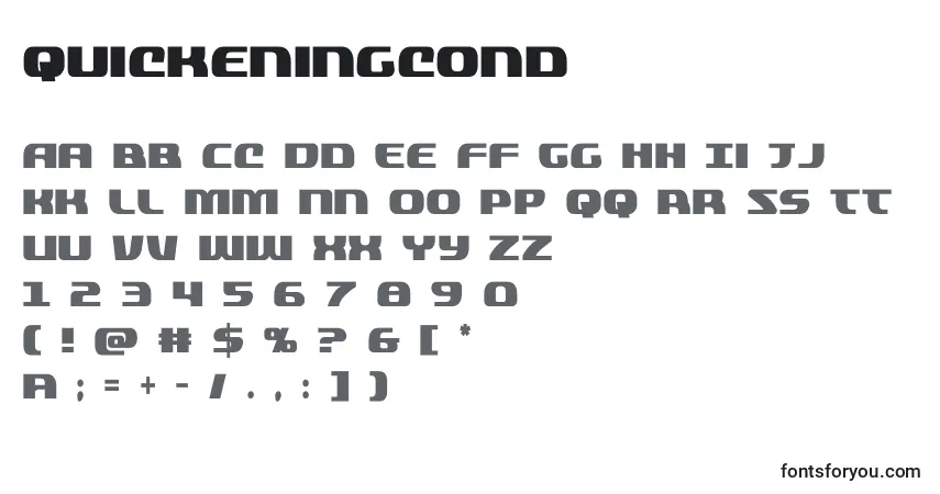 A fonte Quickeningcond (137806) – alfabeto, números, caracteres especiais