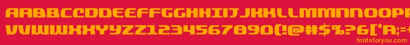 フォントquickeningcond – 赤い背景にオレンジの文字