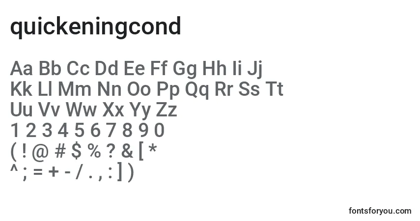 Schriftart Quickeningcond (137807) – Alphabet, Zahlen, spezielle Symbole