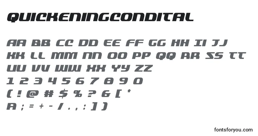 Czcionka Quickeningcondital (137808) – alfabet, cyfry, specjalne znaki