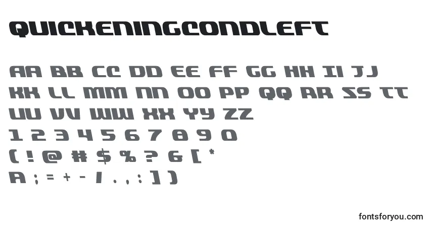 A fonte Quickeningcondleft (137810) – alfabeto, números, caracteres especiais