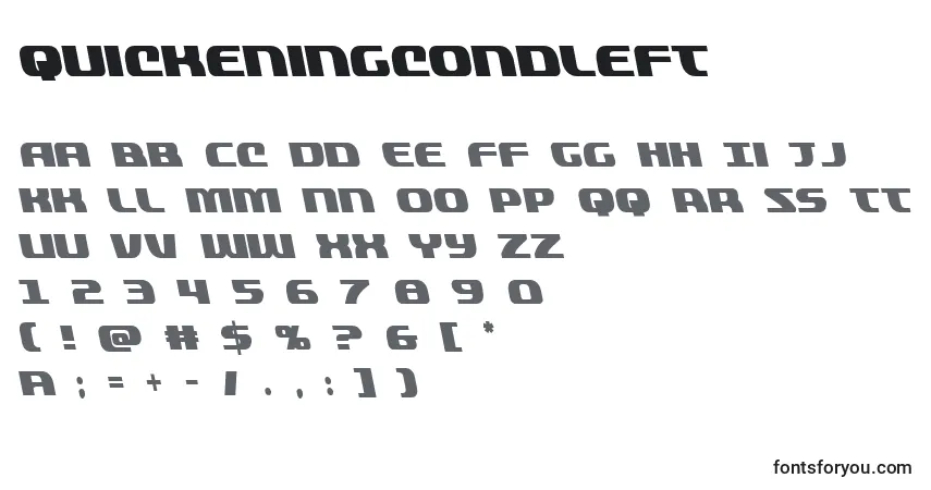 A fonte Quickeningcondleft (137811) – alfabeto, números, caracteres especiais