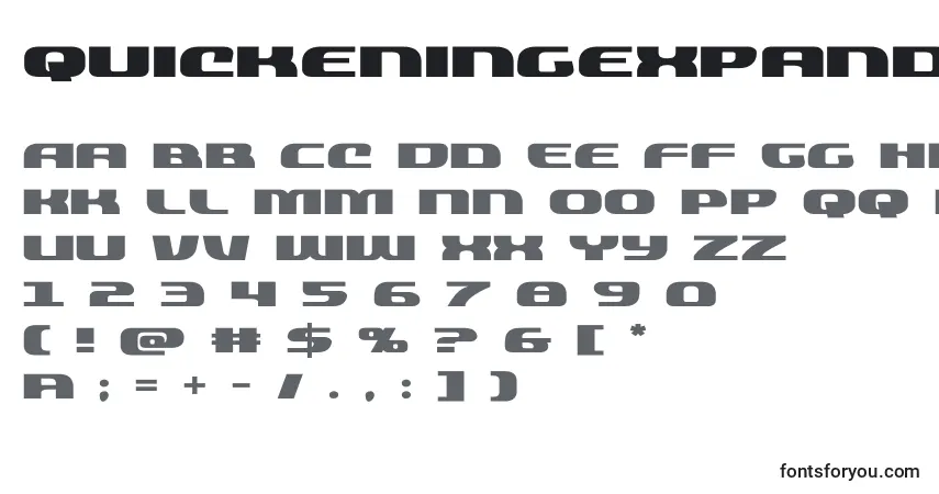 Quickeningexpand (137812)-fontti – aakkoset, numerot, erikoismerkit