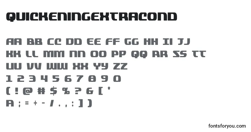 Schriftart Quickeningextracond (137816) – Alphabet, Zahlen, spezielle Symbole