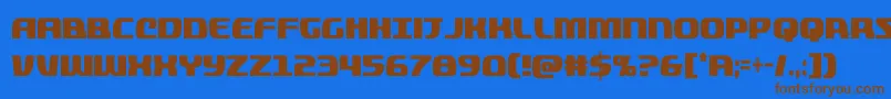 フォントquickeningextracond – 茶色の文字が青い背景にあります。