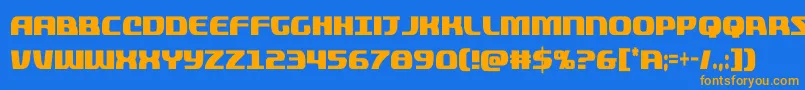 フォントquickeningextracond – オレンジ色の文字が青い背景にあります。