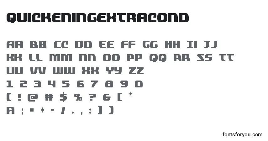 A fonte Quickeningextracond (137817) – alfabeto, números, caracteres especiais