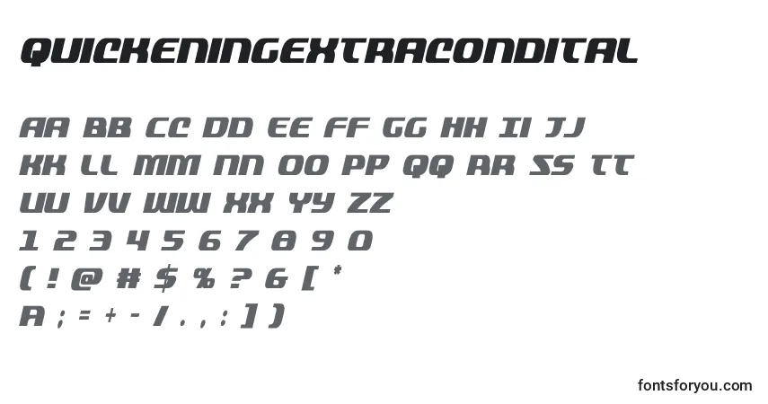 A fonte Quickeningextracondital (137818) – alfabeto, números, caracteres especiais