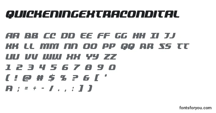 A fonte Quickeningextracondital (137819) – alfabeto, números, caracteres especiais