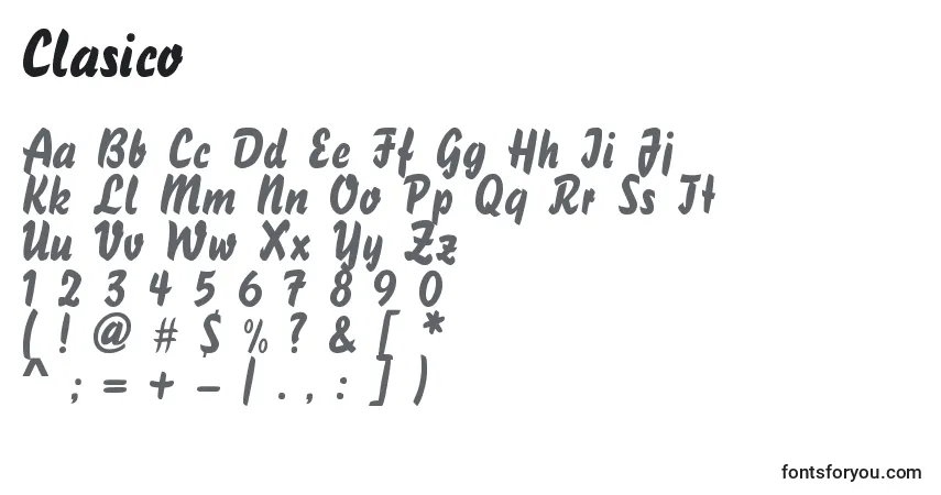 Schriftart Clasico – Alphabet, Zahlen, spezielle Symbole