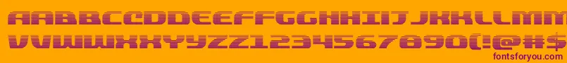 quickeninggrad-Schriftart – Violette Schriften auf orangefarbenem Hintergrund