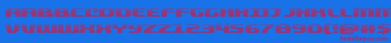 quickeninggrad-Schriftart – Rote Schriften auf blauem Hintergrund