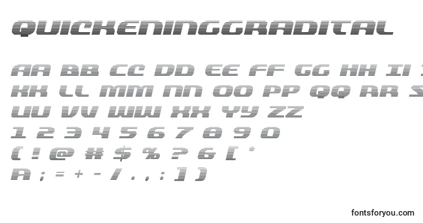 Schriftart Quickeninggradital (137822) – Alphabet, Zahlen, spezielle Symbole