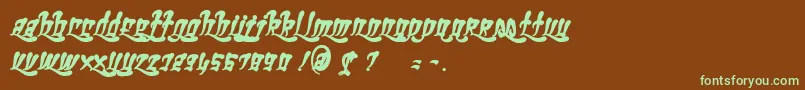 フォントGhettoFabulousBold – 緑色の文字が茶色の背景にあります。