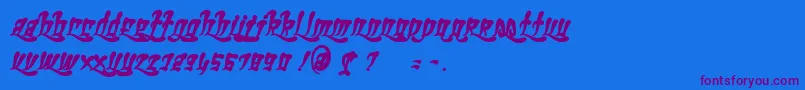 GhettoFabulousBold-Schriftart – Violette Schriften auf blauem Hintergrund