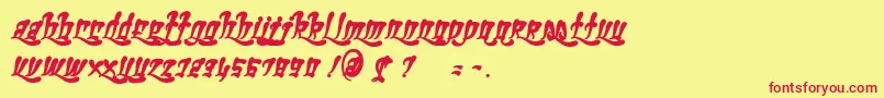 フォントGhettoFabulousBold – 赤い文字の黄色い背景