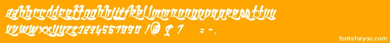 GhettoFabulousBold-Schriftart – Weiße Schriften auf orangefarbenem Hintergrund