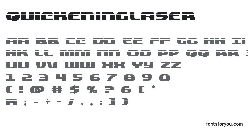 A fonte Quickeninglaser (137831) – alfabeto, números, caracteres especiais