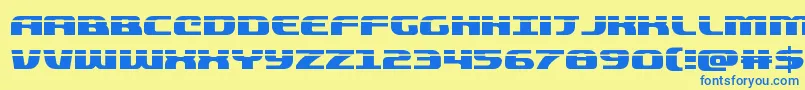 フォントquickeninglaser – 青い文字が黄色の背景にあります。
