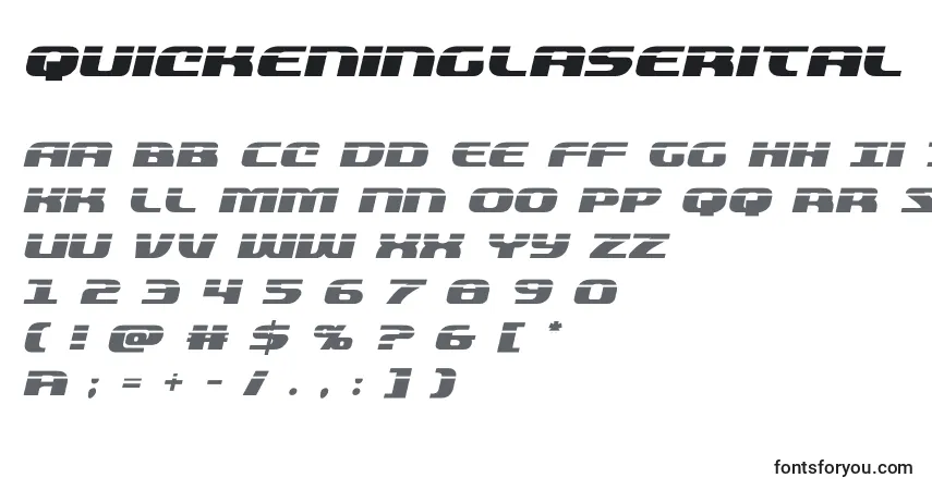 Schriftart Quickeninglaserital (137832) – Alphabet, Zahlen, spezielle Symbole