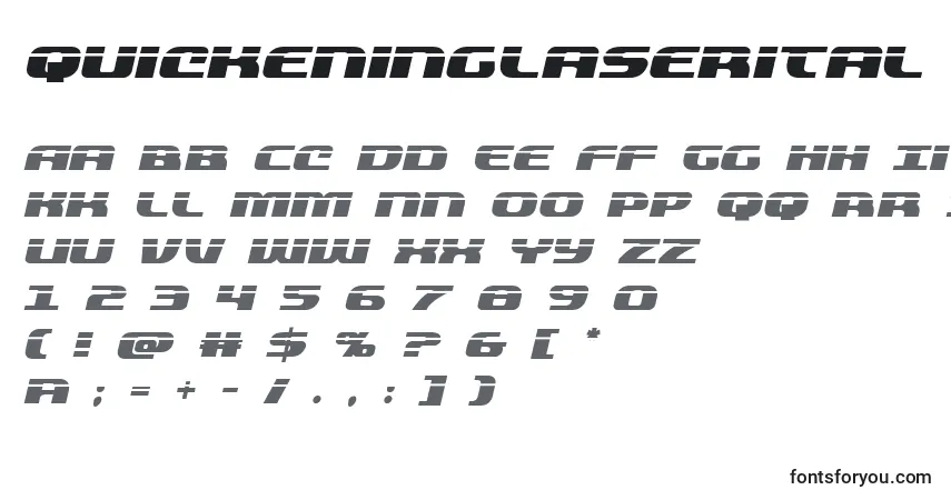 Schriftart Quickeninglaserital (137833) – Alphabet, Zahlen, spezielle Symbole