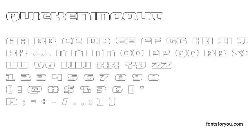 Schriftart Quickeningout (137836) – Alphabet, Zahlen, spezielle Symbole