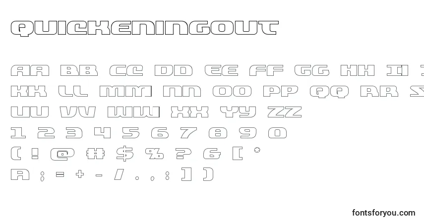Шрифт Quickeningout (137837) – алфавит, цифры, специальные символы