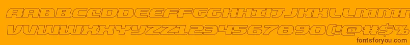 フォントquickeningoutital – オレンジの背景に茶色のフォント