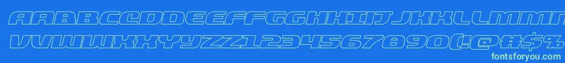 Fonte quickeningoutital – fontes verdes em um fundo azul