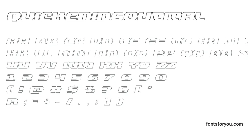 A fonte Quickeningoutital (137839) – alfabeto, números, caracteres especiais