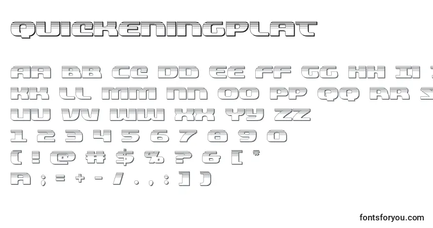 A fonte Quickeningplat (137840) – alfabeto, números, caracteres especiais