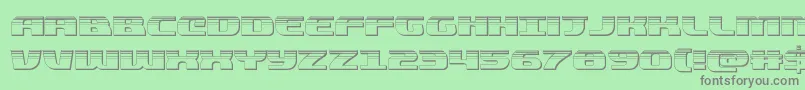 quickeningplat-Schriftart – Graue Schriften auf grünem Hintergrund