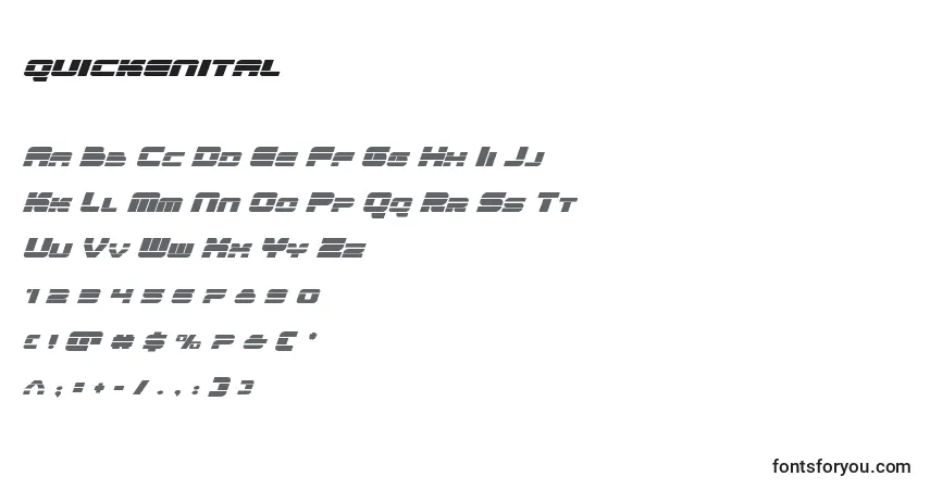 Czcionka Quickenital (137844) – alfabet, cyfry, specjalne znaki