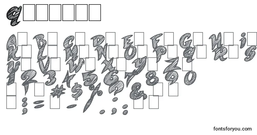 Schriftart Quicker – Alphabet, Zahlen, spezielle Symbole