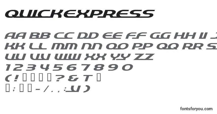 A fonte QuickExpress (137849) – alfabeto, números, caracteres especiais
