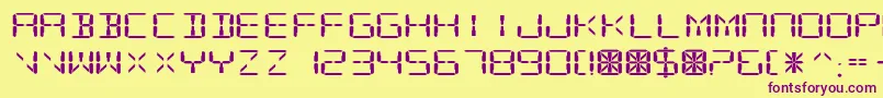 Шрифт DigitalReadoutExpupright – фиолетовые шрифты на жёлтом фоне