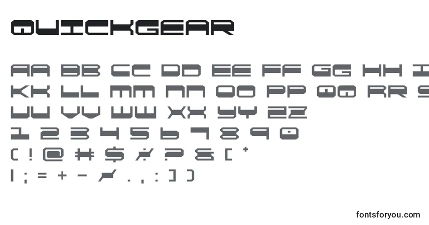 Schriftart Quickgear (137850) – Alphabet, Zahlen, spezielle Symbole