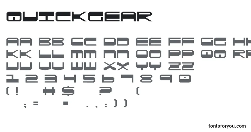 A fonte Quickgear (137851) – alfabeto, números, caracteres especiais