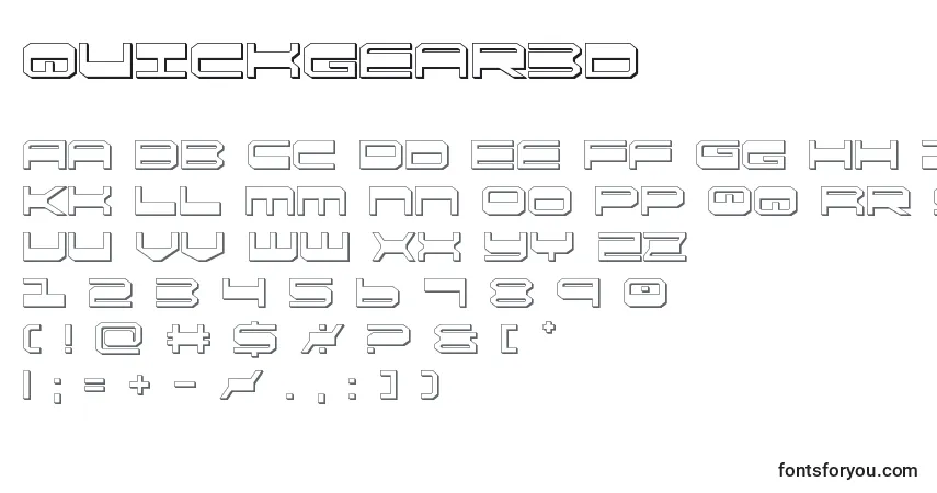 Czcionka Quickgear3d (137853) – alfabet, cyfry, specjalne znaki