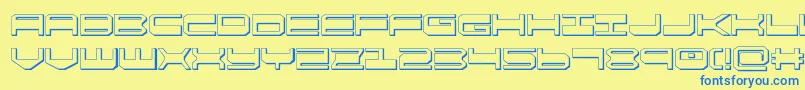 フォントquickgear3d – 青い文字が黄色の背景にあります。