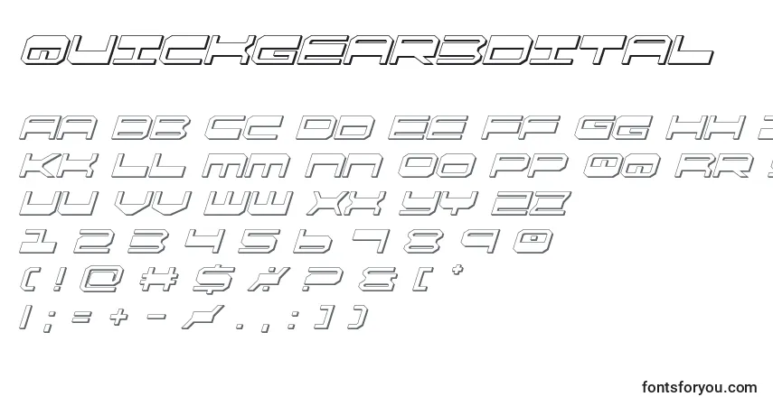 Schriftart Quickgear3dital (137855) – Alphabet, Zahlen, spezielle Symbole