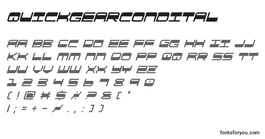 Schriftart Quickgearcondital (137859) – Alphabet, Zahlen, spezielle Symbole